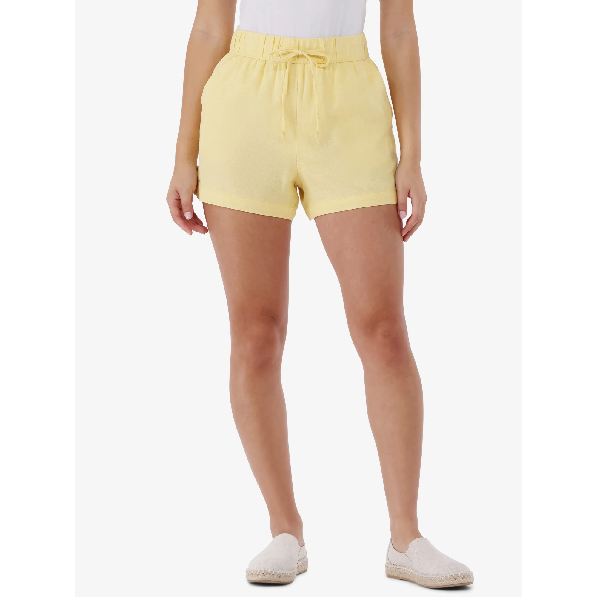 Time and Tru Women's Linen Blend Pull On Shorts, 3.5" Inseam, Sizes XS-XXXL | Walmart (US)