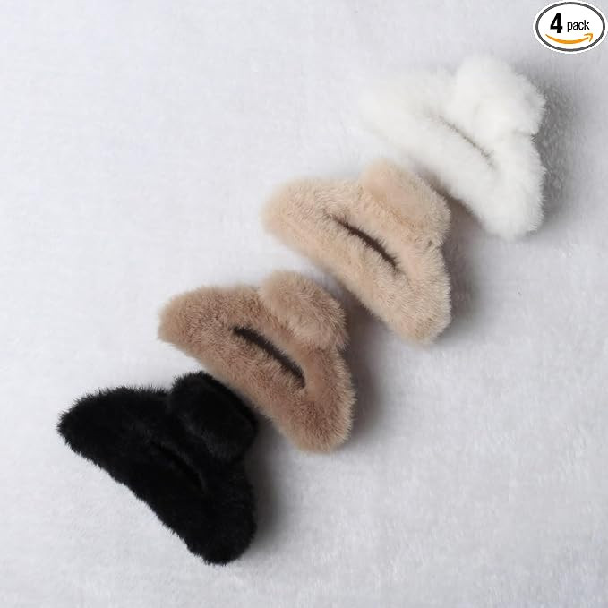 Fluffy Hair Clips for Women and Girls Cut Out Half Shape Claw Clips for Thin Medium Fine Hair Non... | Amazon (US)