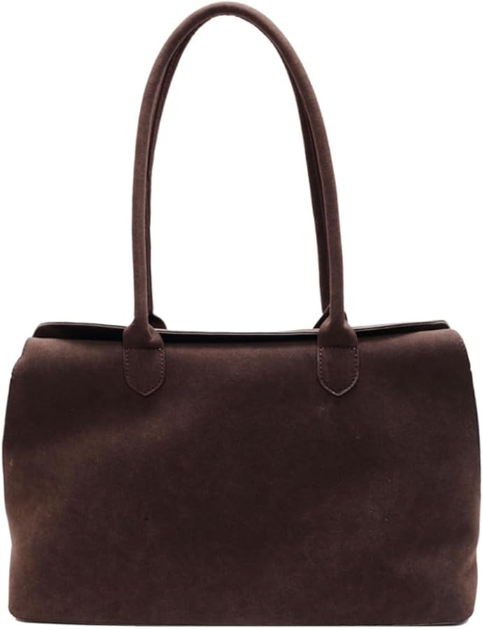 Suede Shoulder Bag for Women Men with Inner Pocket Underarm Bag Suede Solid Color Top Handle Bag ... | Amazon (UK)