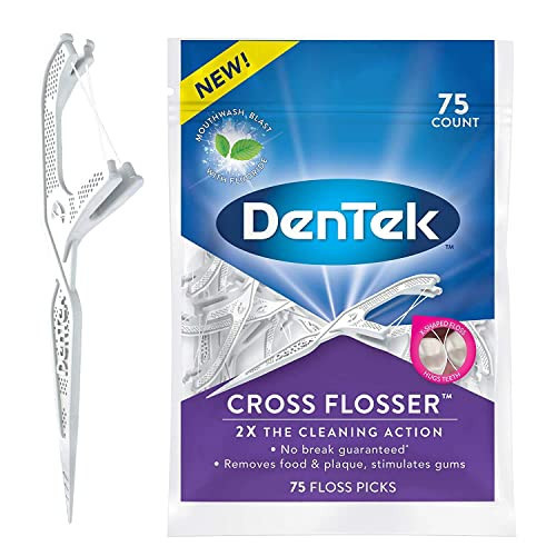 DenTek Cross Flosser Plaque Control Floss Picks, X-Shaped Floss, 75 Count, (Pack of 4) | Amazon (US)