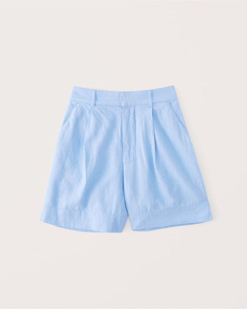 Women's 6 Inch Linen-Blend Tailored Shorts | Women's Bottoms | Abercrombie.com | Abercrombie & Fitch (US)