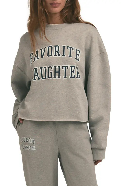 Favorite Daughter Cropped Collegiate Sweatshirt in Heather Grey W/Navy at Nordstrom, Size Small | Nordstrom