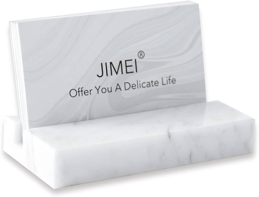 JIMEI Business Card Holder for Desk - Business Card Display Holder - Made of White Carrara Marble... | Amazon (US)