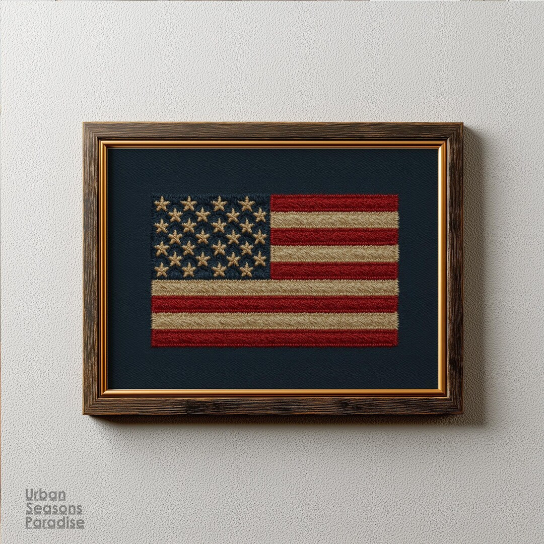 Vintage Embroidered American Flag Wall Art, Patriotic Cottagecore Decor, 250th Anniversary Americ... | Etsy (US)