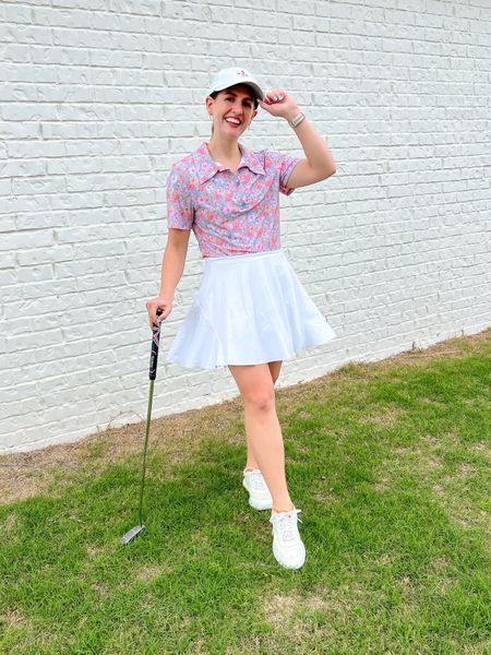 Golf season is here! I love the pattern on this polo (only the long sleeve version is currently in stock), and this skort would work perfectly for golf or tennis! it has pockets for tees or extra balls, and it runs true to size. 

#LTKfitness #LTKActive #LTKfindsunder100