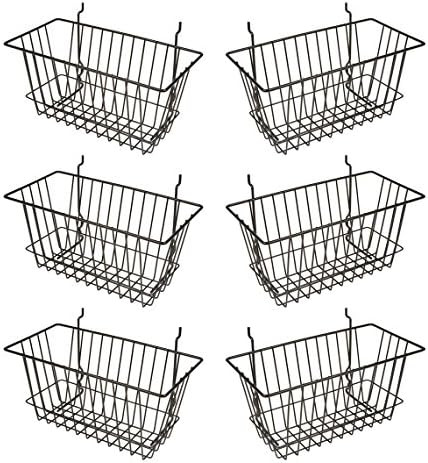 Econoco - Black Multi-Fit Narrow Wire Basket for Slatwall, Pegboard or Gridwall (Set of 6) Metal ... | Amazon (US)