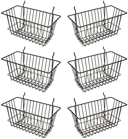 Econoco - Black Multi-Fit Narrow Wire Basket for Slatwall, Pegboard or Gridwall (Set of 6) Metal ... | Amazon (US)