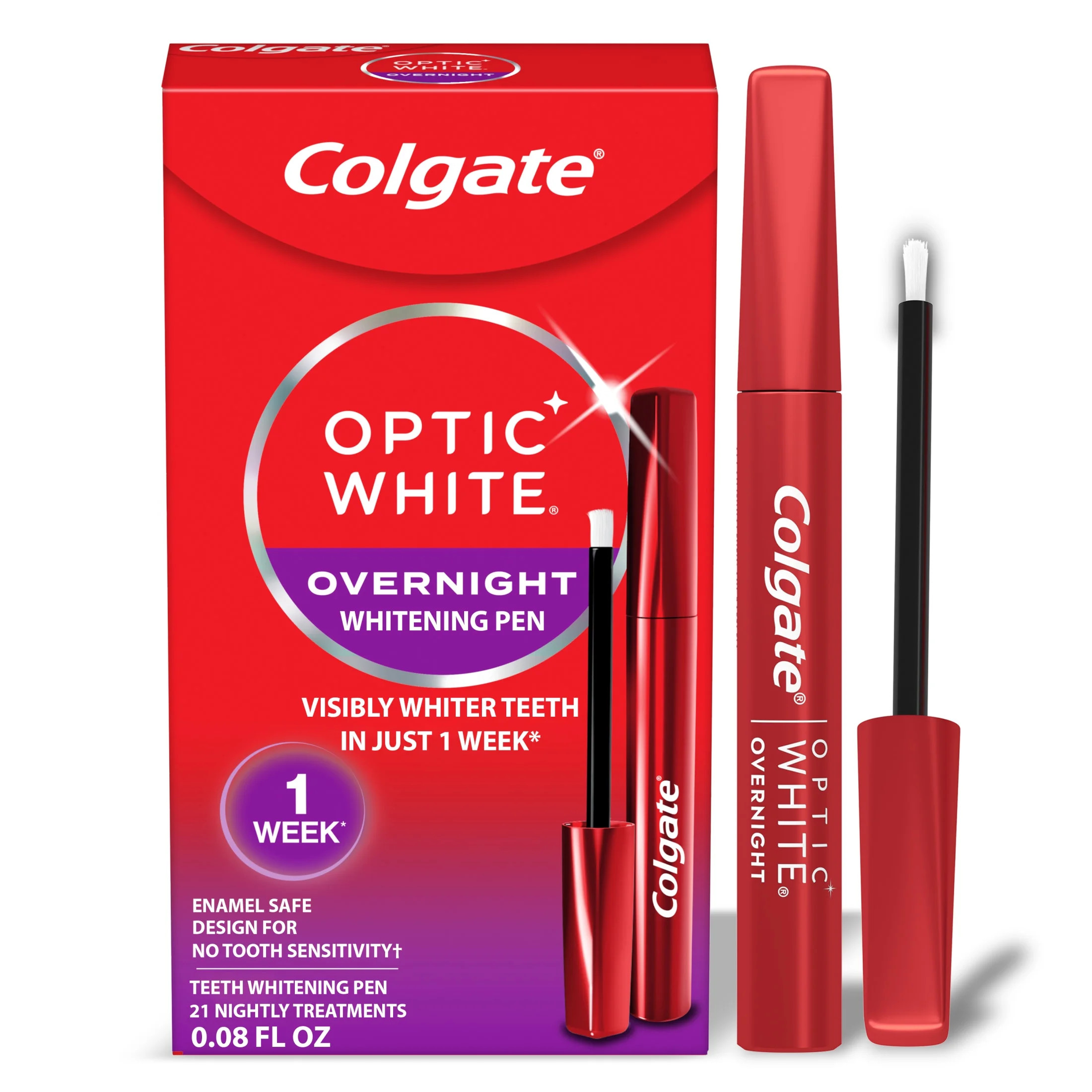 Colgate Optic White Overnight Teeth Whitening Gel Pen, 21 Whitening Treatments, 0.08 oz | Walmart (US)