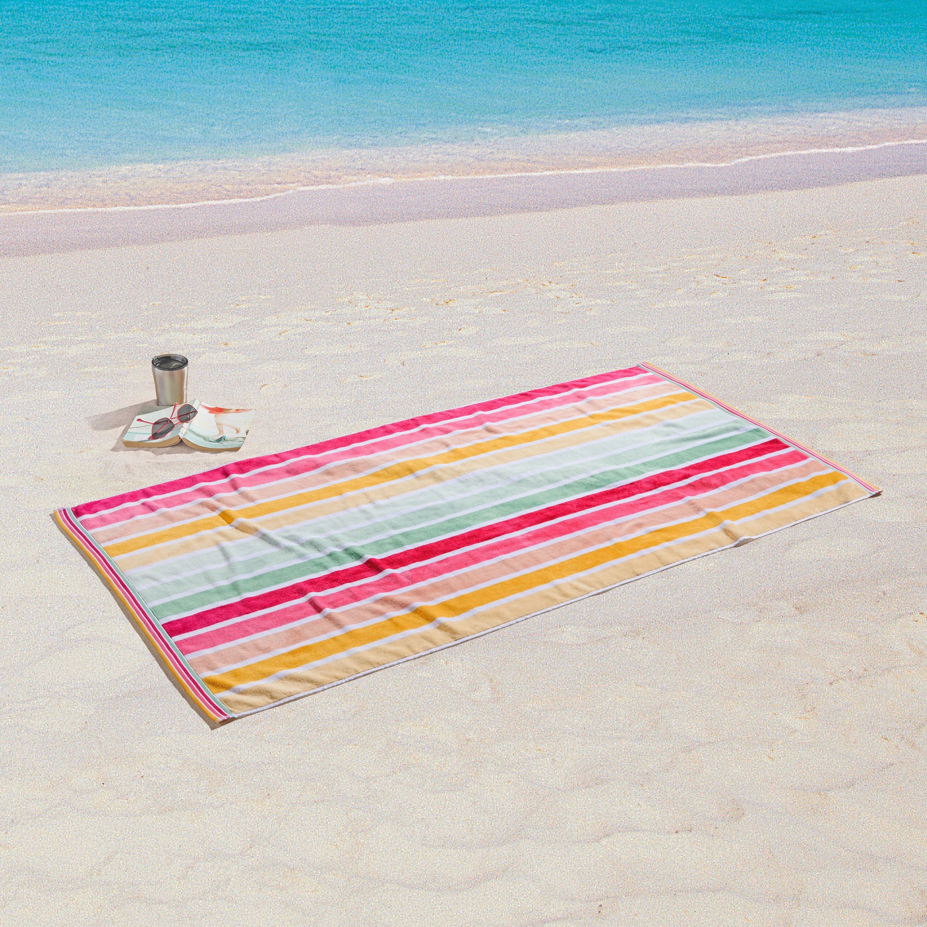 Mainstays Cotton Blend Retro Stripe Beach Towel, 34" x 64" | Walmart (US)