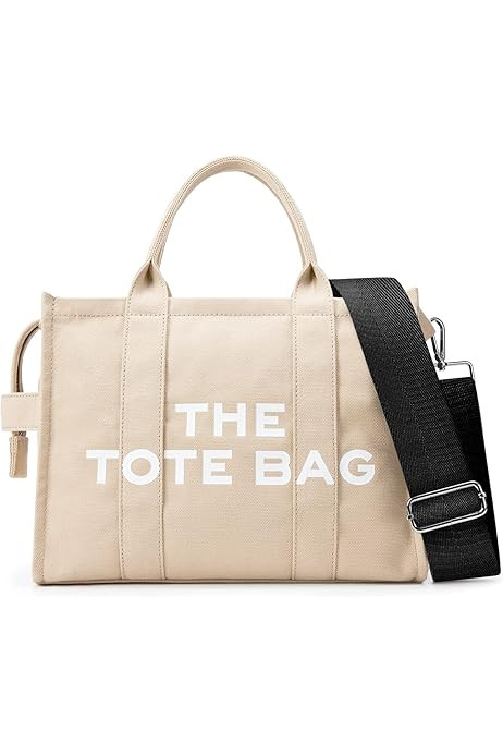 Women Canvas Tote Bags with Zipper Small Purse Crossbody Bag Top Handle Traveler Handbag | Amazon (US)