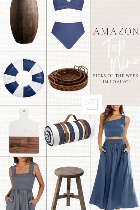 Top nine Amazon home and fashion picks of the week! 

Blue bikini, two piece dresses, navy blue dress, romper, Amazon fashion, summer fashion, summer outfit, sun her looks, resort wear, inter tube, pool float, woven tray, picnic blanket, wood stool, stool end table, side table, accent table, wood vase, marble cutting board, cheese board, charcuterie board, home decor, summer essentials

#LTKSeasonal #LTKStyleTip #LTKHome