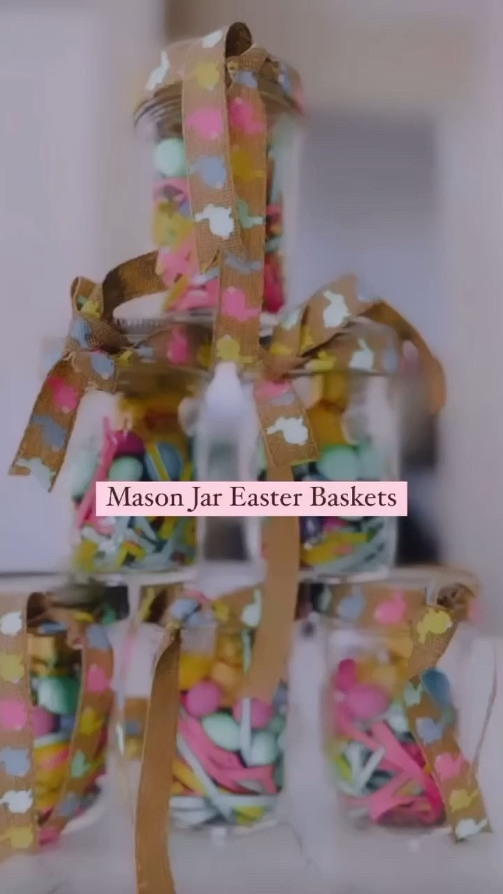 Mason Jar Easter Baskets perfect for your Easter table or a hostess gift or teacher gift! Fill with whatever candy you want. Cadbury Egg would be cute too  

#LTKU #LTKhome #LTKSeasonal