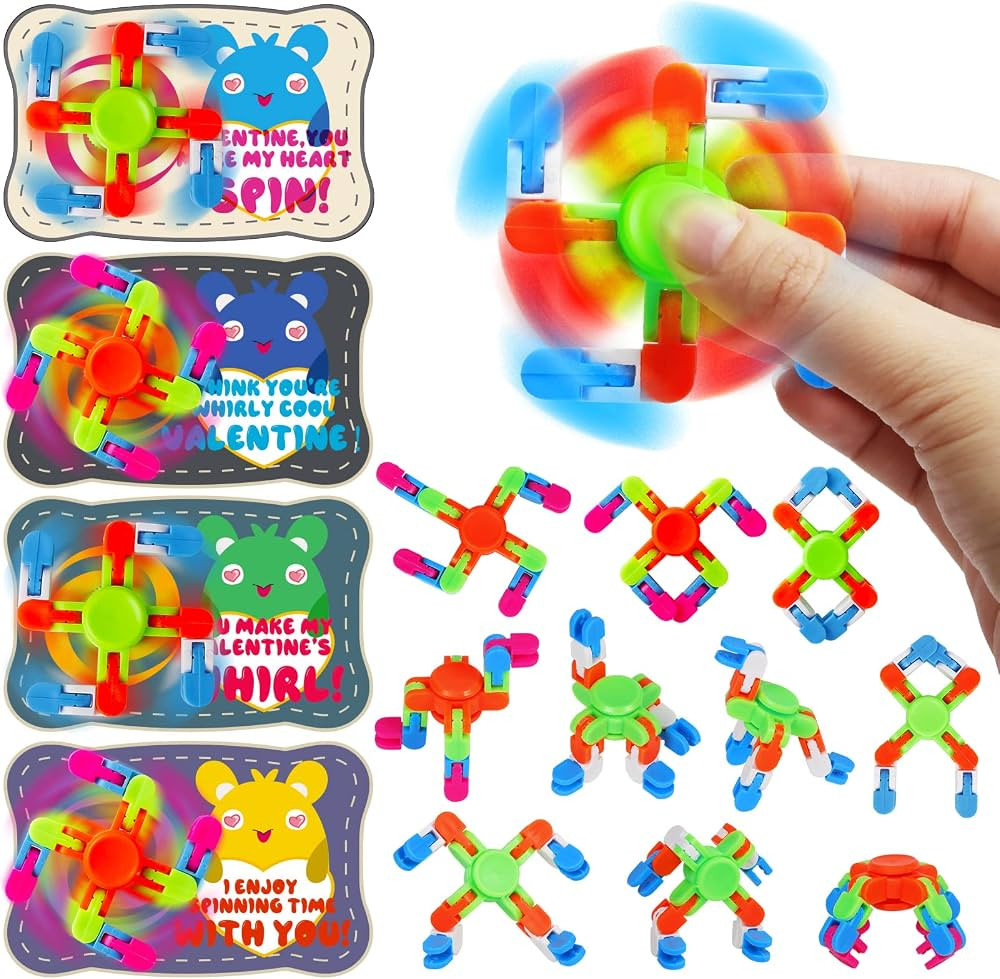 DG-Direct 28 Packs Valentine's Day Cards with fidget spinner Toys, Kids Valentine Party Favor, Va... | Amazon (US)