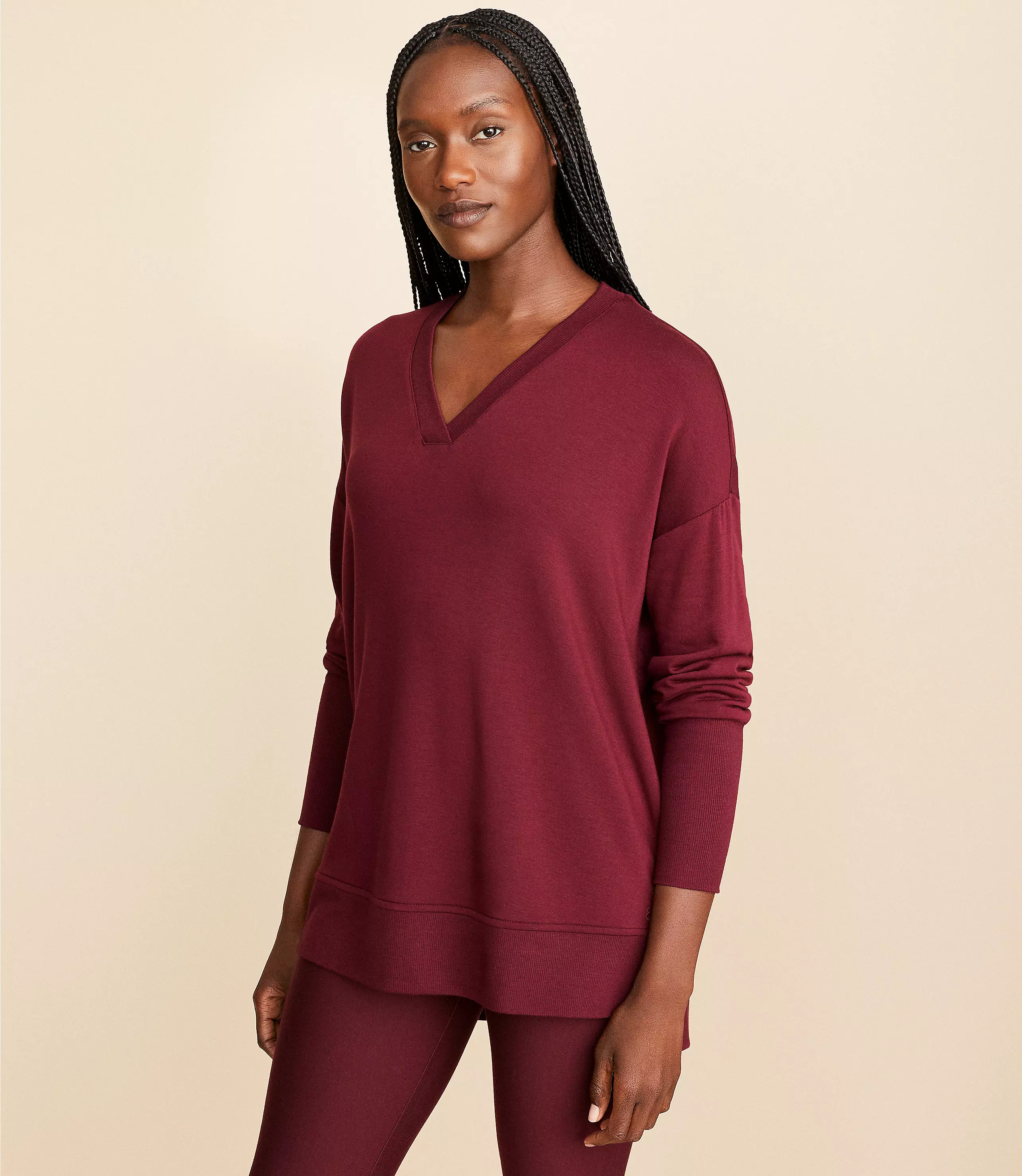 Lou & Grey Ribtrim Signaturesoft V-Neck Top | LOFT