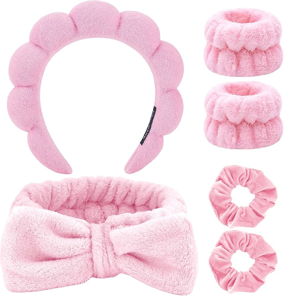 TOBATOBA Skincare Headband, Spa Headband and Wristband Set, Makeup Headband Face Wash Headband, P... | Amazon (US)