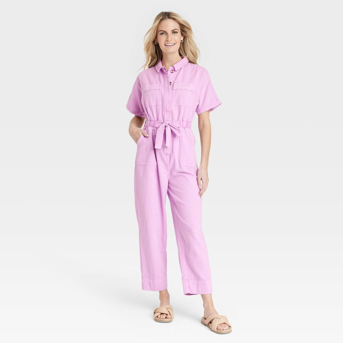Women's Short Sleeve Button-Front Boilersuit - Universal Thread™ | Target