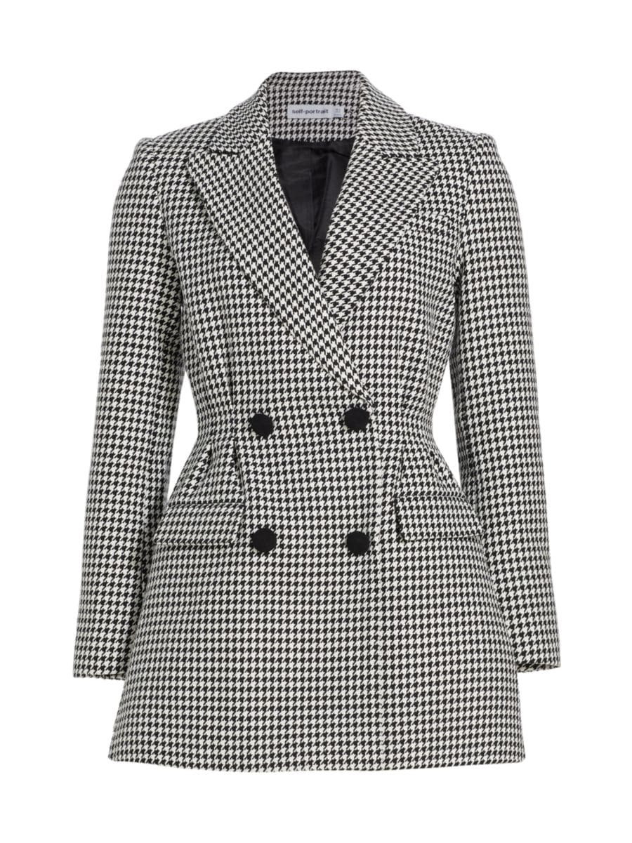 Self-Portrait Houndstooth Double-Breasted Minidress | Saks Fifth Avenue