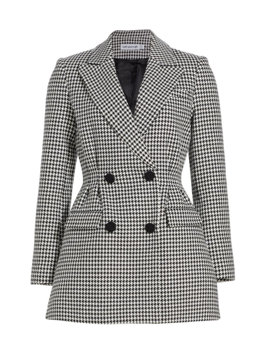 Self-Portrait Houndstooth Double-Breasted Minidress | Saks Fifth Avenue