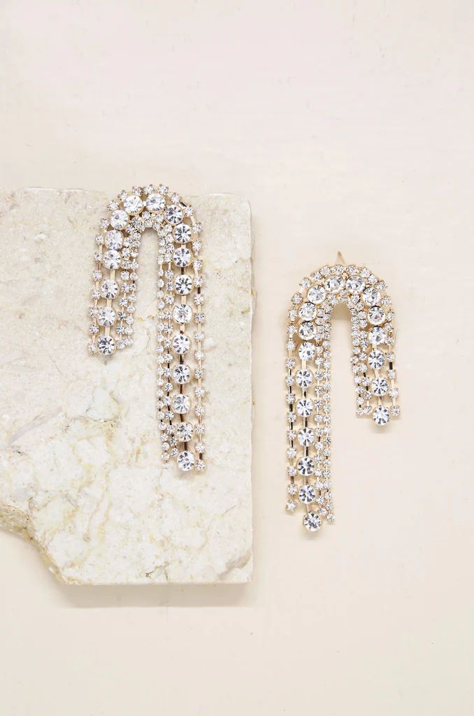 Crystal Arch Chain 18k Gold Plated Statement Earrings | Ettika