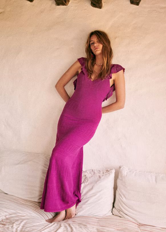 Aphrodite Dress - Magenta - Viscose ECOVERO™ LENZING™ - Sézane | Sezane Paris