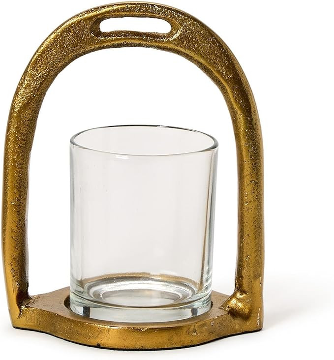 Two's Company Horseshoe Tealight Candleholder with Removable Glass, 6.5-Inch, Gold | Amazon (US)
