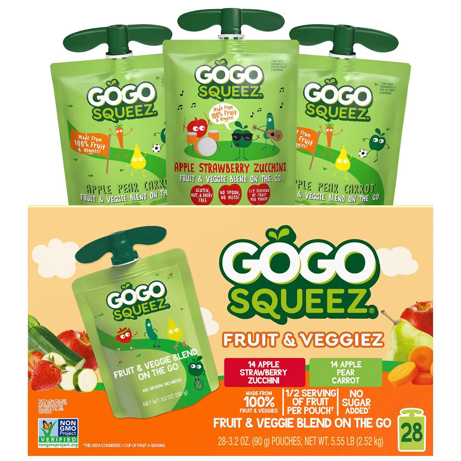 GoGo SqueeZ Fruit & VeggieZ Applesauce Pouches, 3.2 oz., 28 pk. - Samsclub.com | Sam's Club