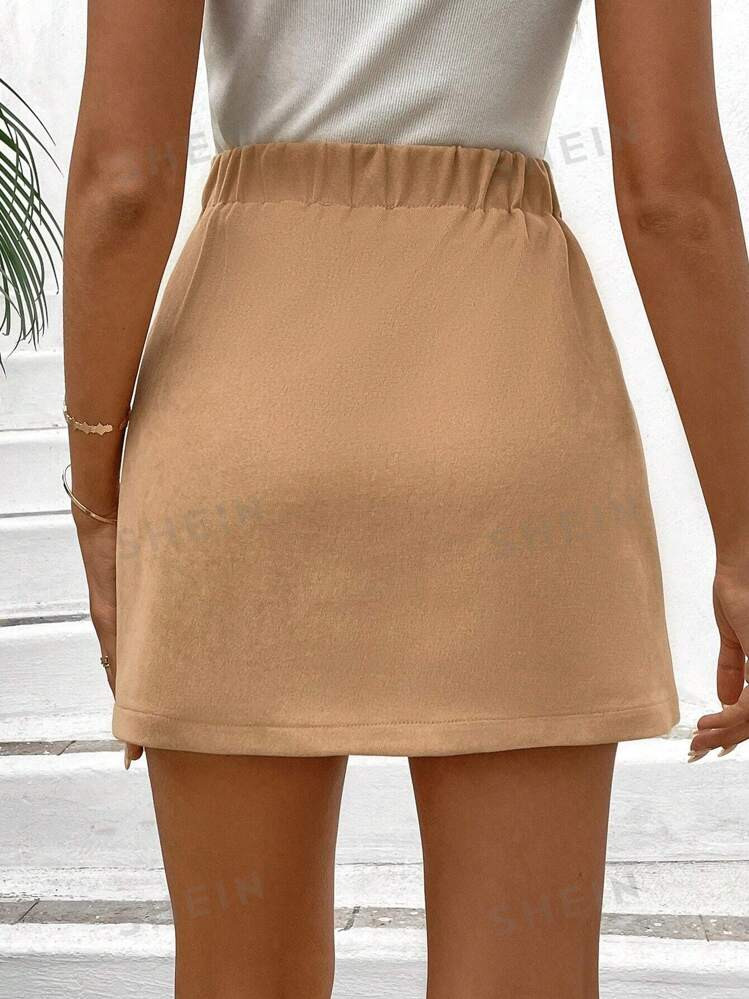 SHEIN Essnce Falda De Línea A Para Mujer De Un Botón | SHEIN