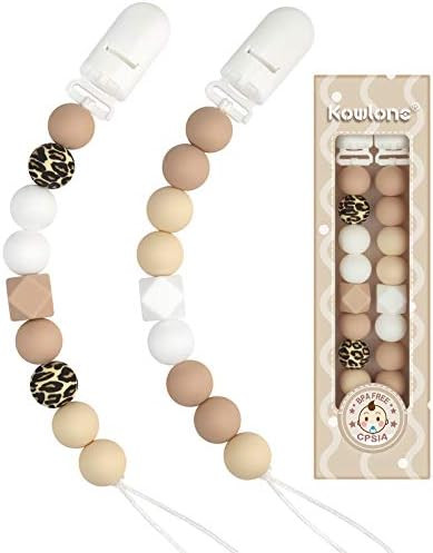 Pacifier Clip for Baby Girls Boys Paci Holder Silicone Teething Beads Teether Toys Soothie Binky ... | Amazon (US)