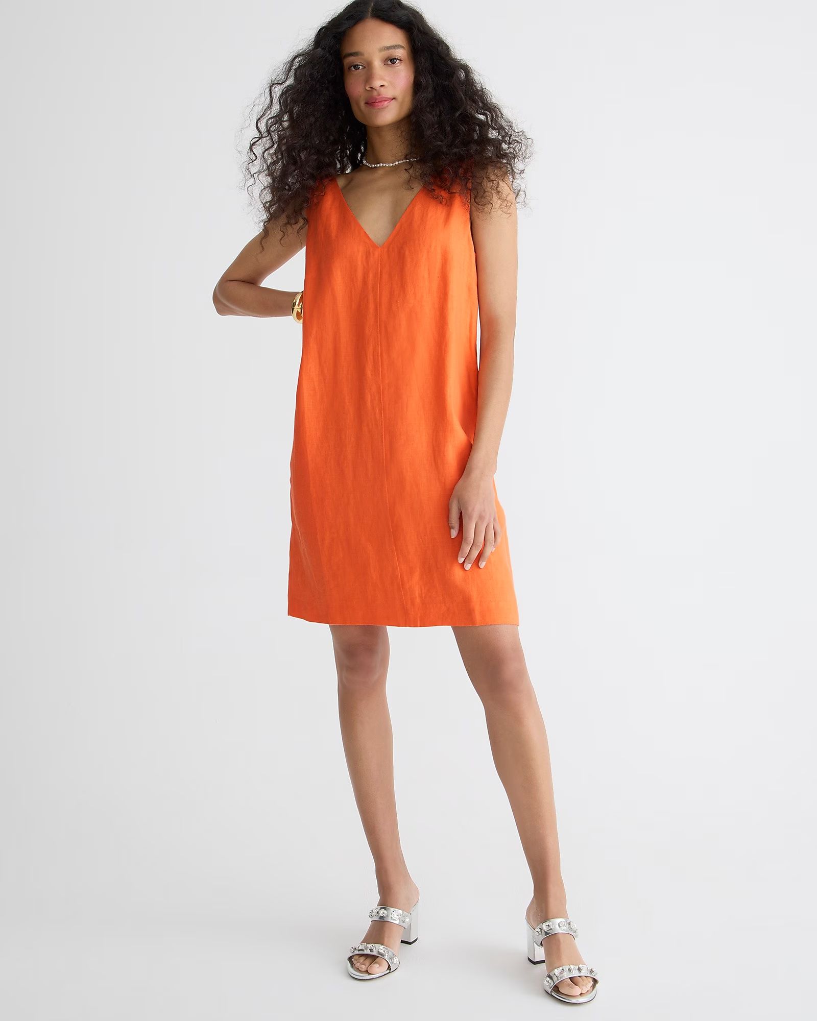 Maxine V-neck shift dress in linen | J.Crew US