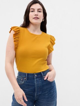 Ribbed Flutter Sleeve Top | Gap Factory