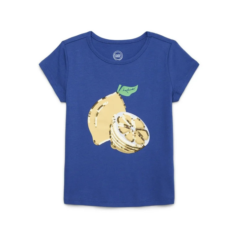 Wonder Nation Girls’ Embellished Graphic Tee with Short Sleeves, Sizes 4-18 & Plus - Walmart.co... | Walmart (US)