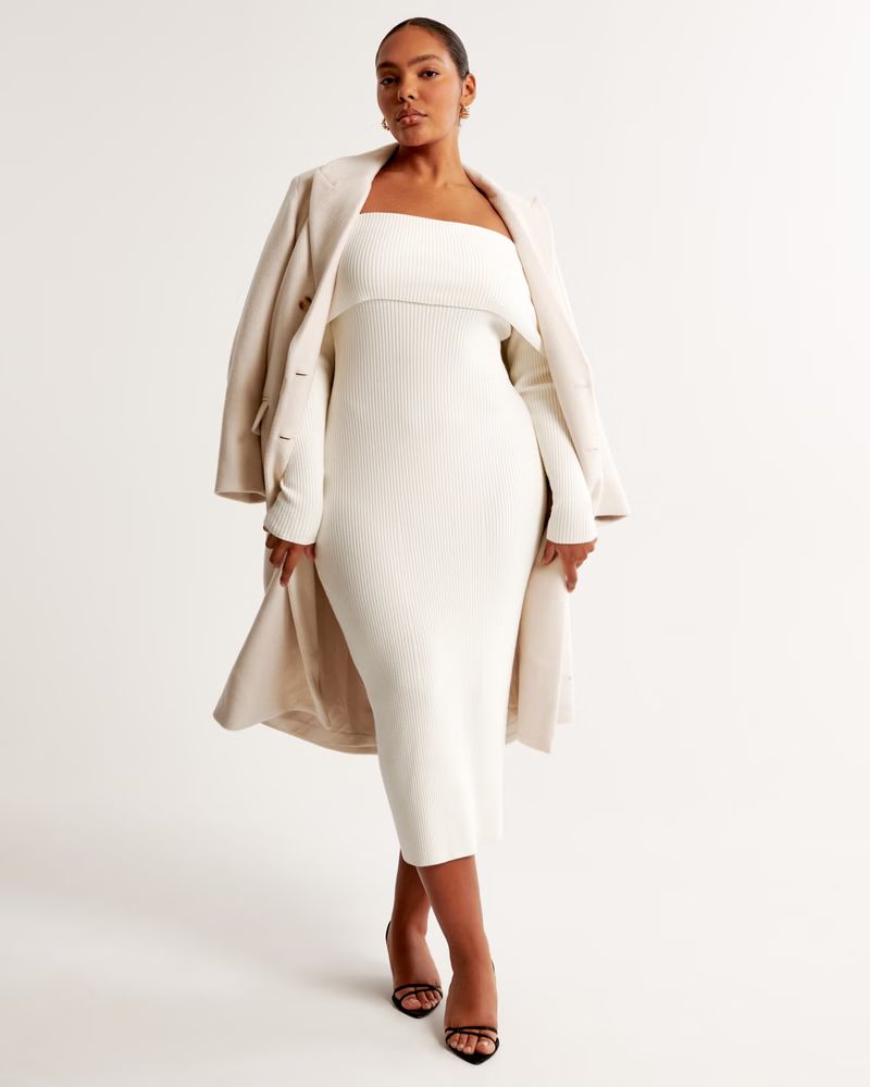 Women's Off-The-Shoulder Midi Sweater Dress | Women's New Arrivals | Abercrombie.com | Abercrombie & Fitch (US)