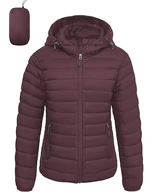 Women's Lightweight Packable Puffer Jacket Quilted Insulated Warm Winter Coat Full-Zip Hooded Out... | Amazon (US)
