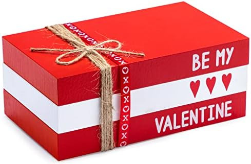 JOYIN Valentine's Day Wooden Decorative Books including Rope Ribbon, Set of 3 Sweet Home Stacked Boo | Amazon (US)