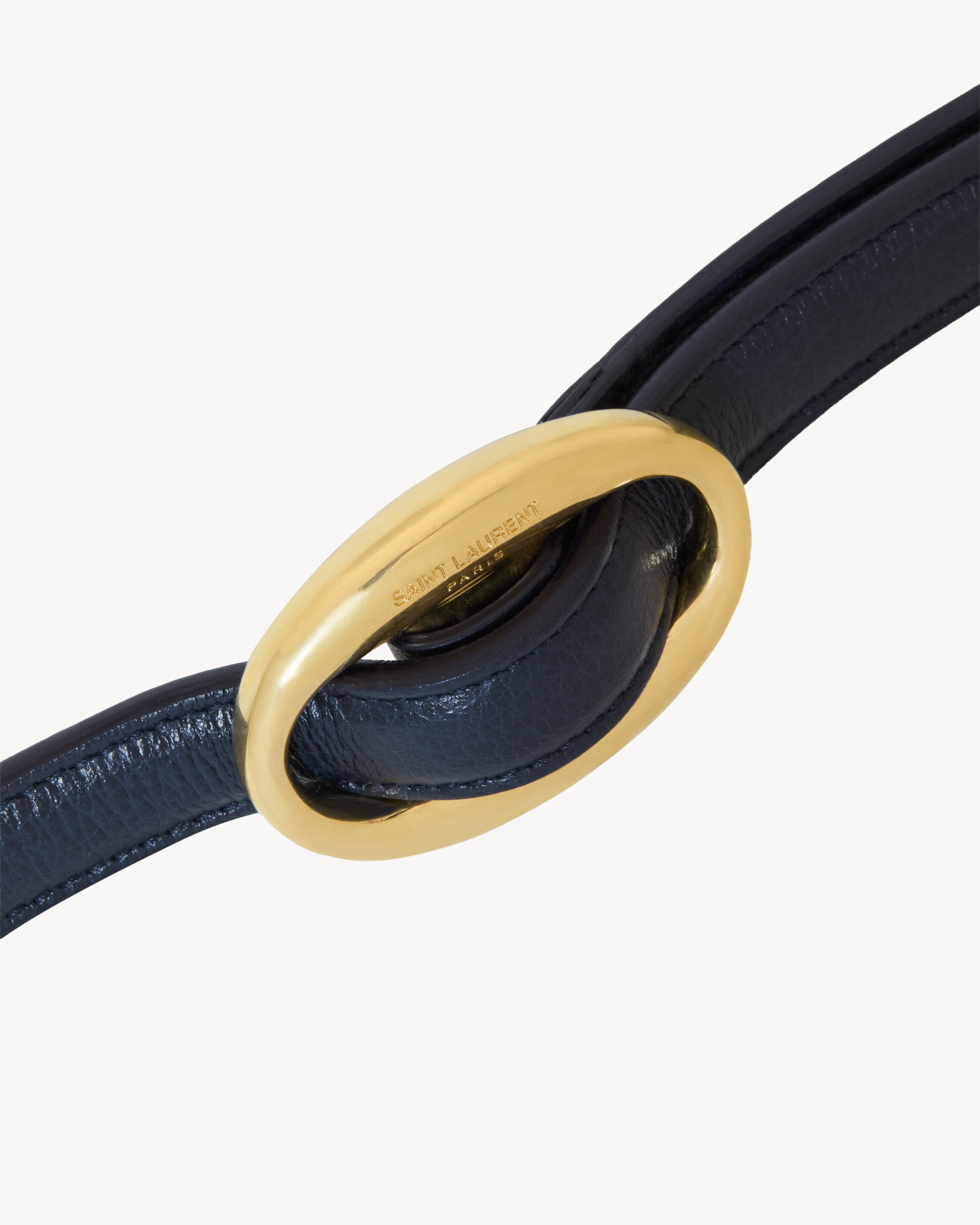 oval buckle thin reversible belt in smooth leather in Blue | Saint Laurent | YSL GB | Saint Laurent Inc. (Global)