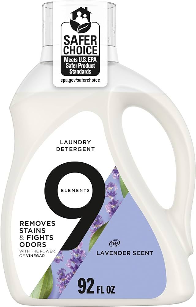 9 Elements Natural Laundry Detergent Liquid Soap, Lavender Scent, Vinegar Powered, 92 Fl Oz, 1 Co... | Amazon (US)