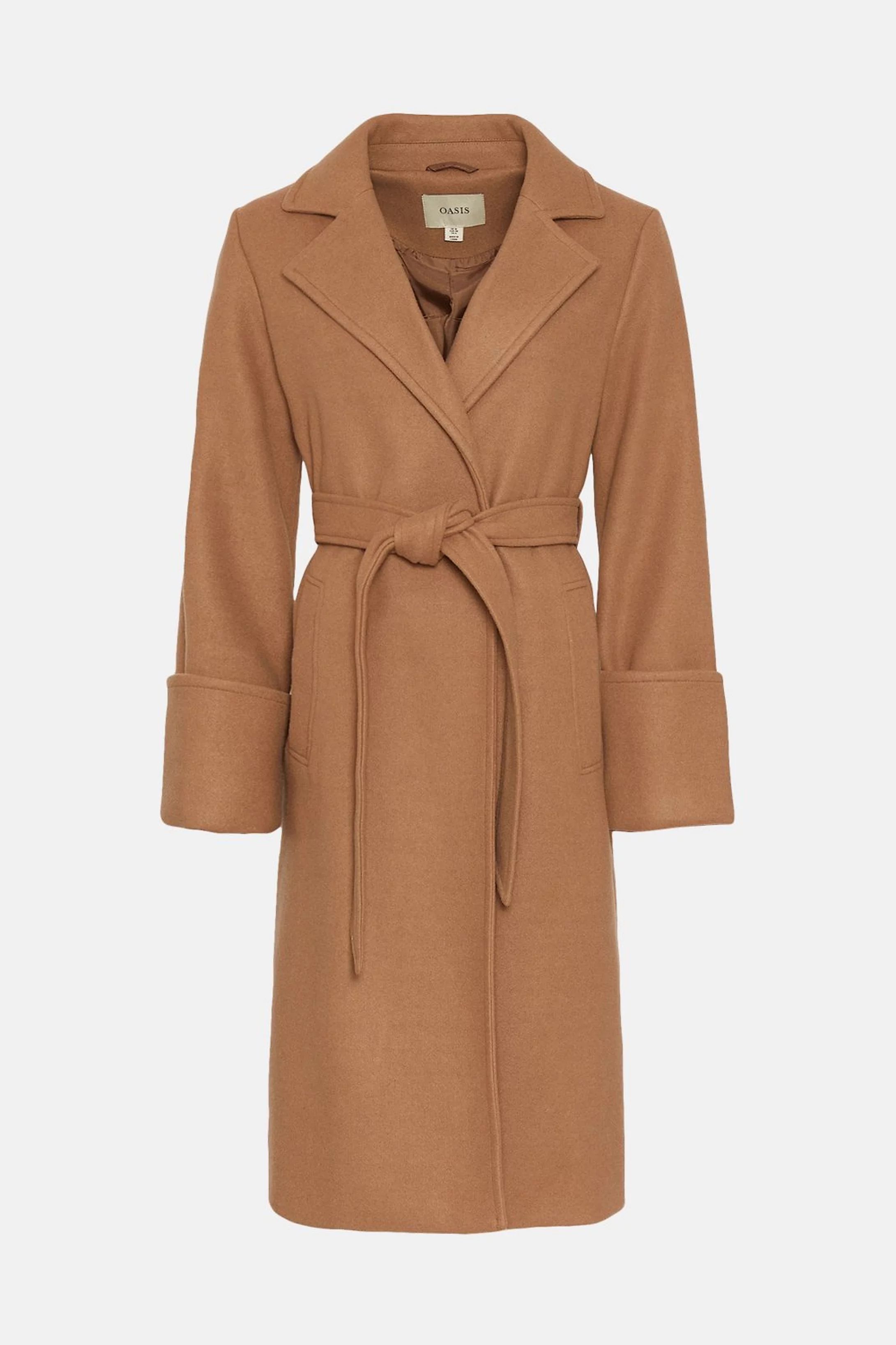 Belted Wrap Turn Up Cuff Coat | Oasis UK & IE