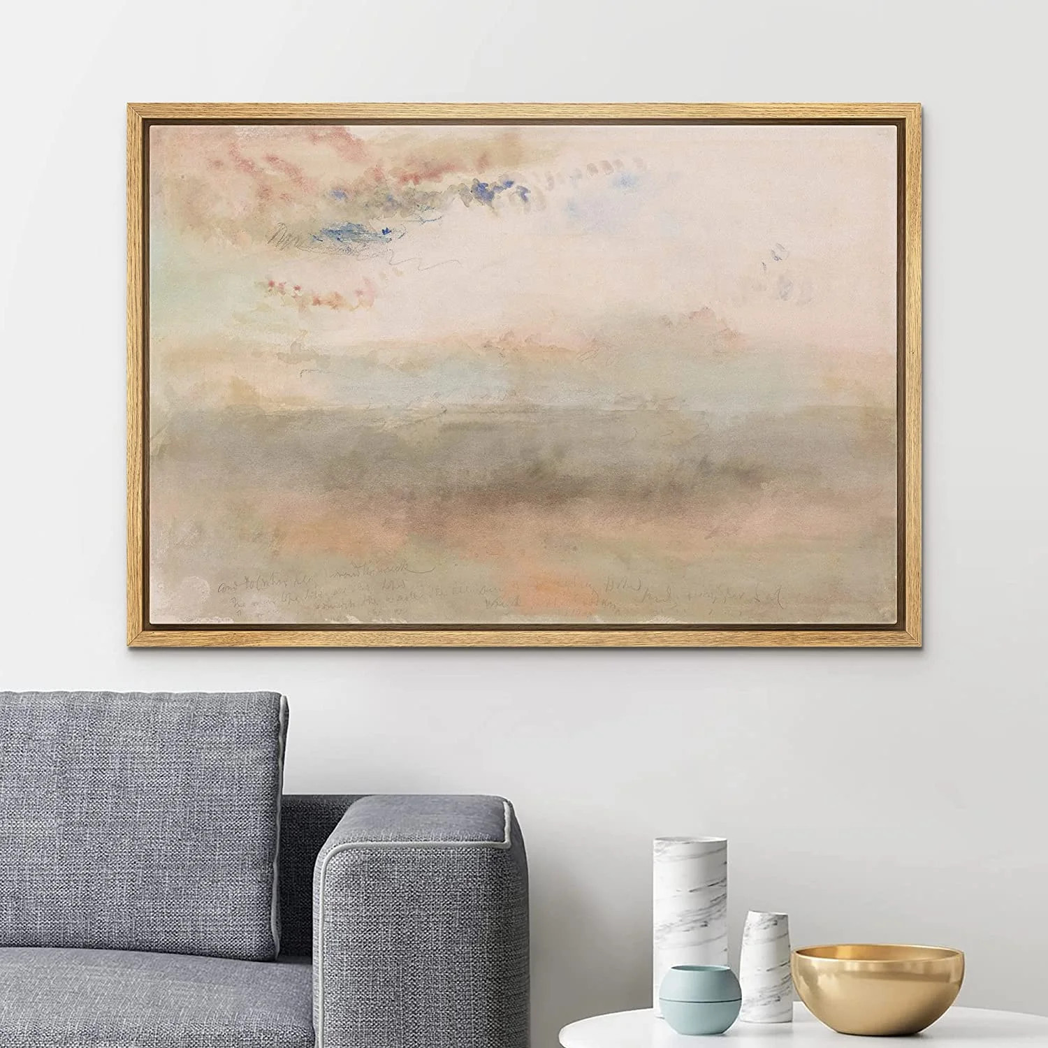 PixonSign Framed Canvas Print Wall Art Pastel Watercolor Tan Paint Landscape Nature Wilderness Il... | Walmart (US)