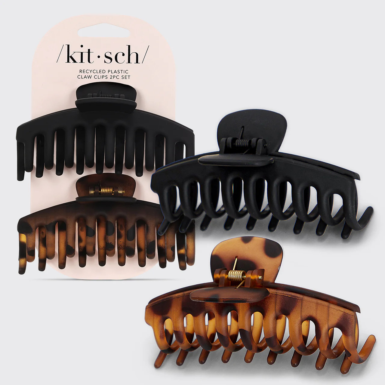 Black & Tort Matte Claw Clips 2pc Set - Oversized | Kitsch