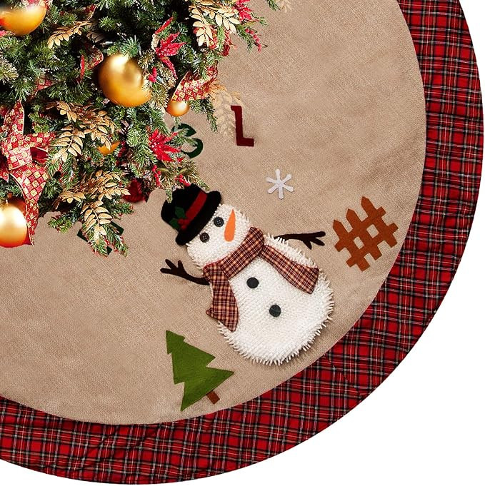 CELIVESGG 48" Christmas Tree Skirt Tree Skirt Double Layers a Fine Decorative Handicraft for Holi... | Amazon (US)