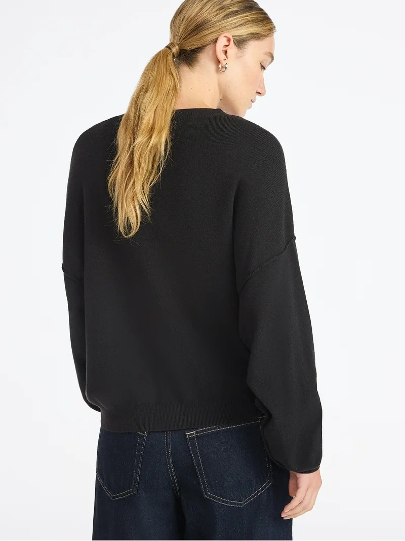 Scoop Women's and Women's Plus Oversized Crewneck Sweater, Lightweight, Sizes XS-4X | Walmart (US)