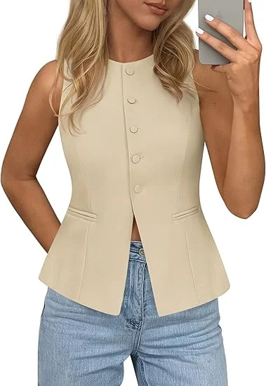 PRETTYGARDEN Womens Vests Top Trendy Spring Sleeveless Blazer Suit Summer Business Casual Work Bu... | Walmart (US)