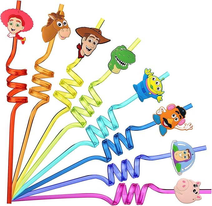 NITELUO 24Pcs Toy Inspired Story Birthday Party Supplies Reusable Drinking Straws,8 Designs Toy T... | Amazon (US)