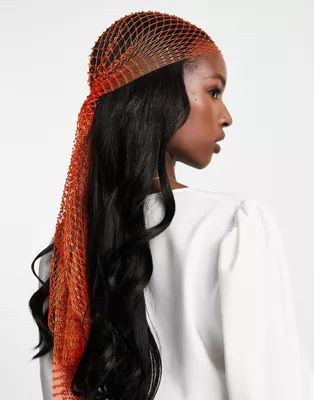 ASOS DESIGN crystal headscarf in orange | ASOS (Global)