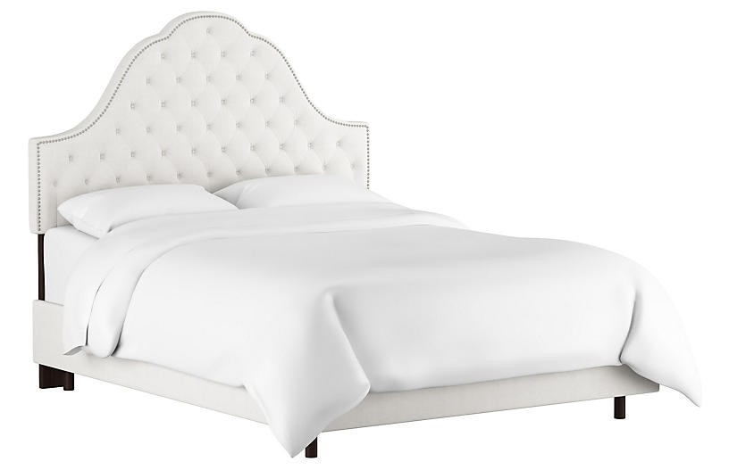 Alina Tufted Bed - White - king | One Kings Lane