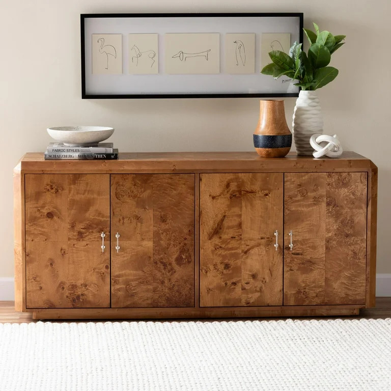 bali & pari Valora Modern Sideboard Buffet, 4-Door, Mappa Burl | Walmart (US)