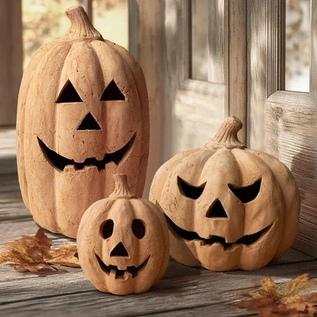 Pottery Barn Halloween Decor Resin Terracotta Jack O' Lantern - Handmade Pumpkin Fall Porch Decor Indoor Outdoor Farmhouse Festival Home Essential | Walmart (US)