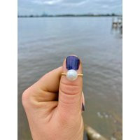 18K Gold Plated Pearl Ring | Etsy (US)