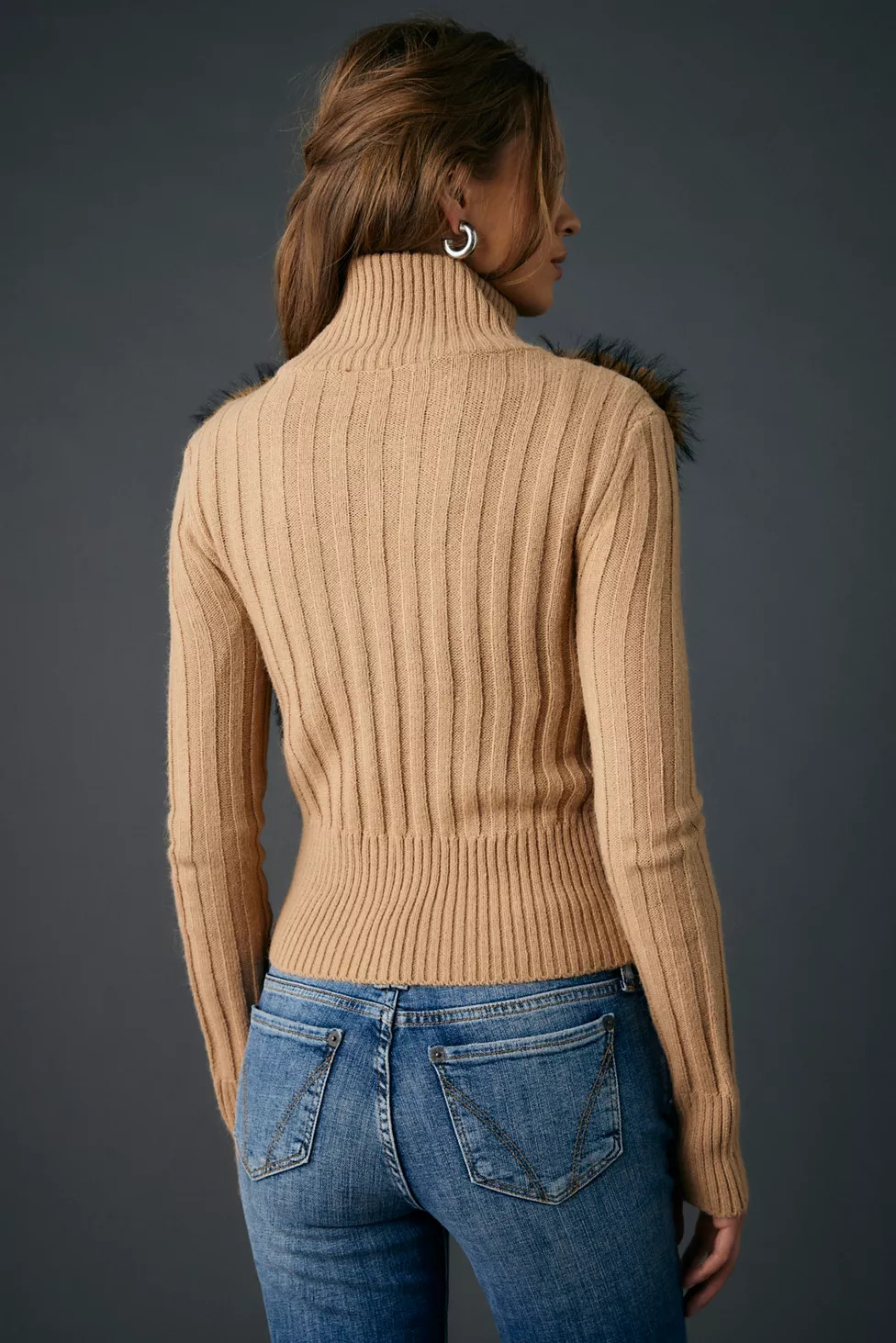 BDG Tori Faux Fur Trim Zip-Up Sweater Jacket | Urban Outfitters (US and RoW)