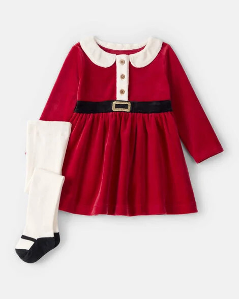 Carter's Baby Girls Girl 2-Piece Santa Christmas Holiday Sweater Dress & Tights Set - Red NB Red | Carter's Inc